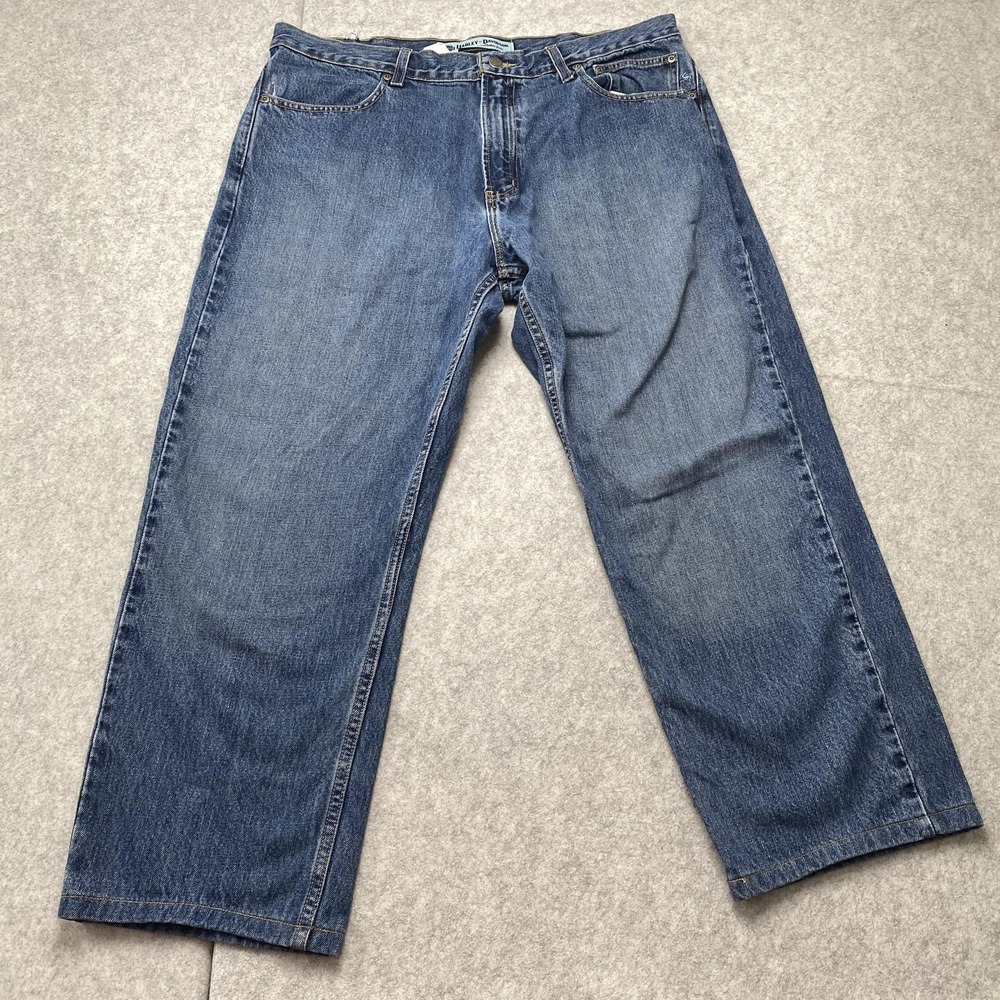 Harley-Davidson Jeans Mens 38x30 (38x26) Blue Relaxed Straight Denim 99030-10VM